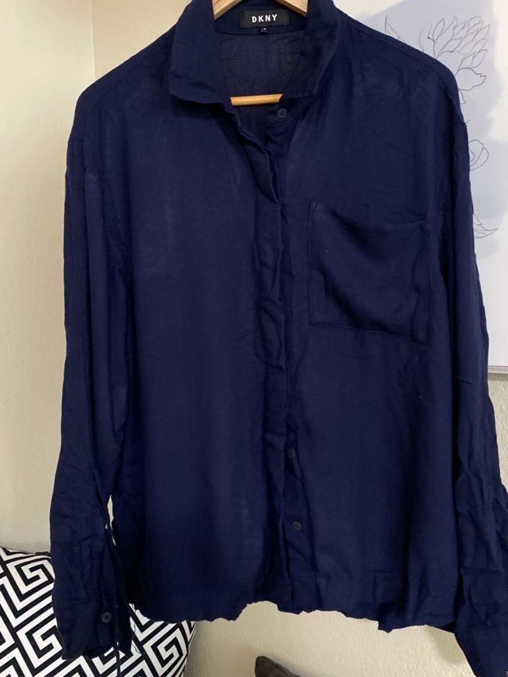 DKNY Navy Blue Women's Button-Down Shirt